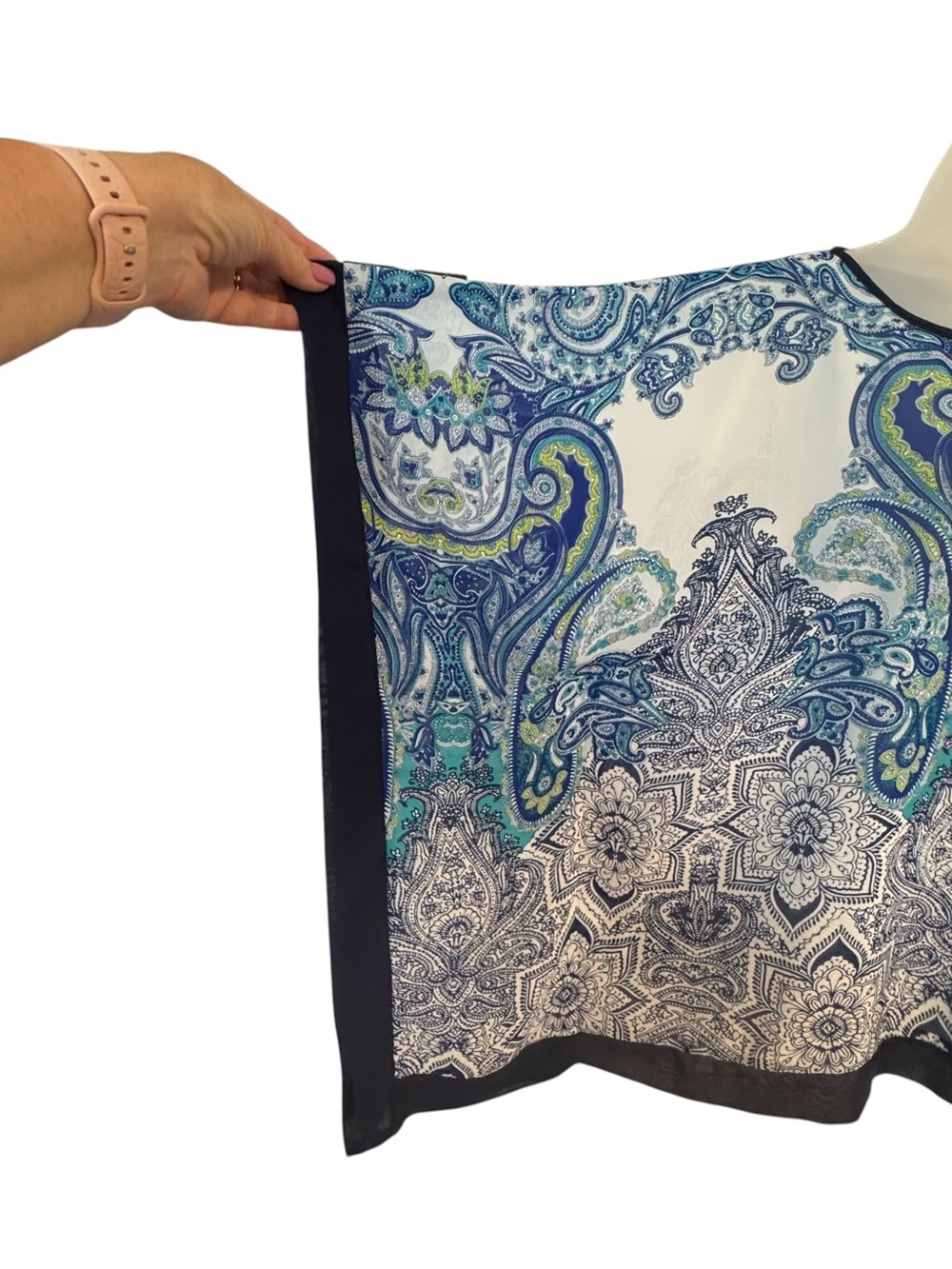 BEAUTIFUL FLOWY  Navy & Teal Paisley  Top   XLARge   #C - Picture 3 of 7